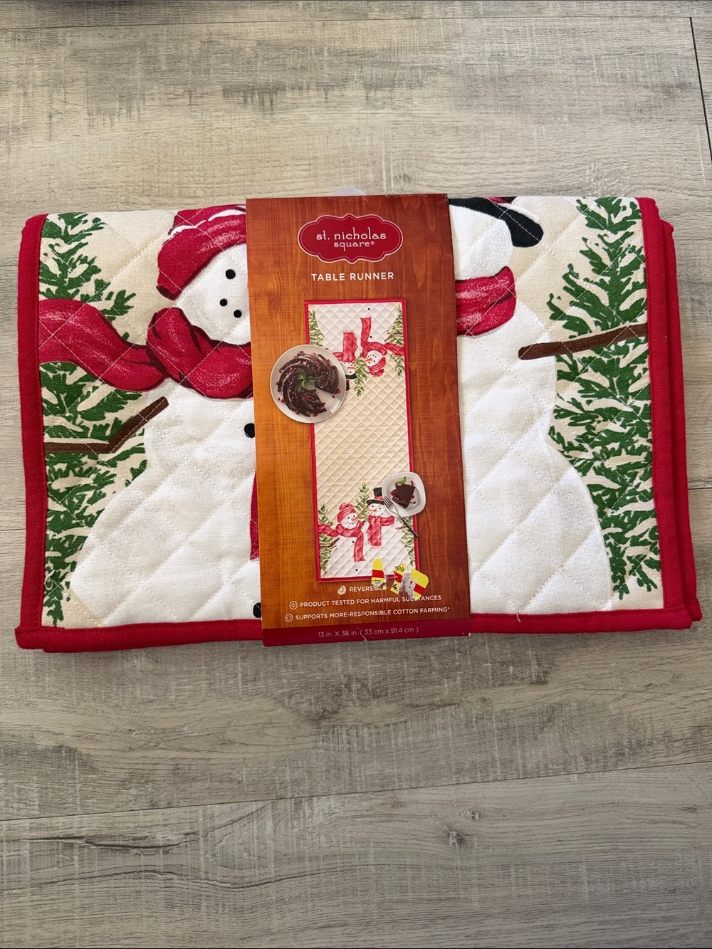 St.Nicholas Square snowman print table runner 13*36in